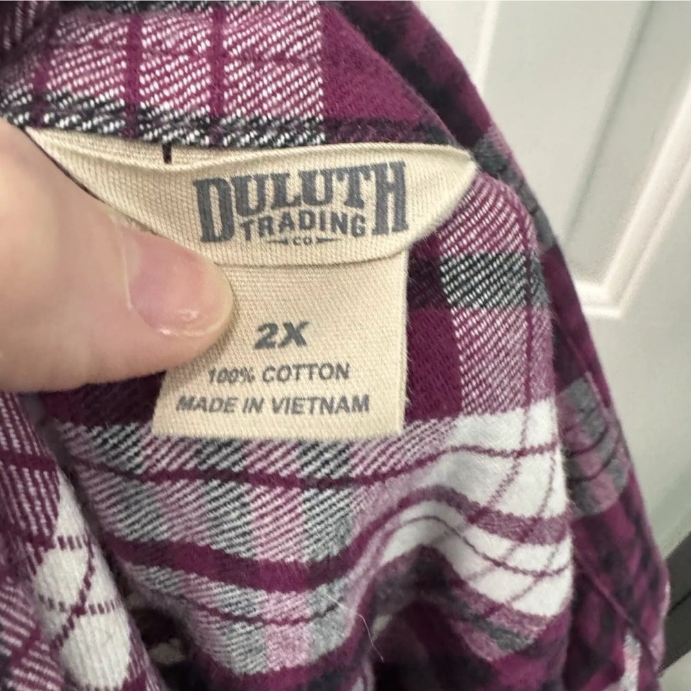 Duluth Trading Co Women's Size 2X Free Swingin Flannel Purple Button Down Shirt - Picture 4 of 5